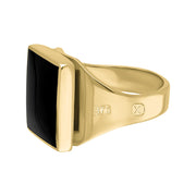9ct Yellow Gold Whitby Jet Hallmark Small Square Ring