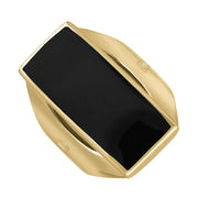 9ct Yellow Gold Whitby Jet Jubilee Hallmark Collection Medium Oblong Ring, R065_JFH