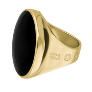 9ct Yellow Gold Whitby Jet Queen's Jubilee Hallmark Medium Round Ring D