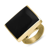 9ct Yellow Gold Whitby Jet Jubilee Hallmark Collection Medium Square Ring, R604_JFH.