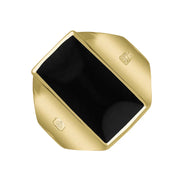 9ct Yellow Gold Whitby Jet Jubilee Hallmark Collection Small Oblong Ring, R221_JFH