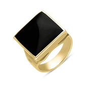 9ct Yellow Gold Whitby Jet Jubilee Hallmark Collection Small Square Ring, R603_JFH.