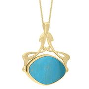 9ct Yellow Gold Whitby Jet Turquoise Bell Diamond Swivel Fob Necklace, P113_10_3.