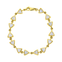 9ct Yellow Gold White Mother of Pearl Curved Triangle Bracelet B647