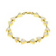 9ct Yellow Gold White Mother of Pearl Curved Triangle Bracelet