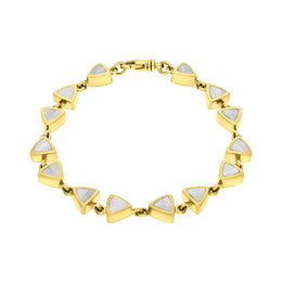 9ct Yellow Gold White Mother of Pearl Curved Triangle Bracelet