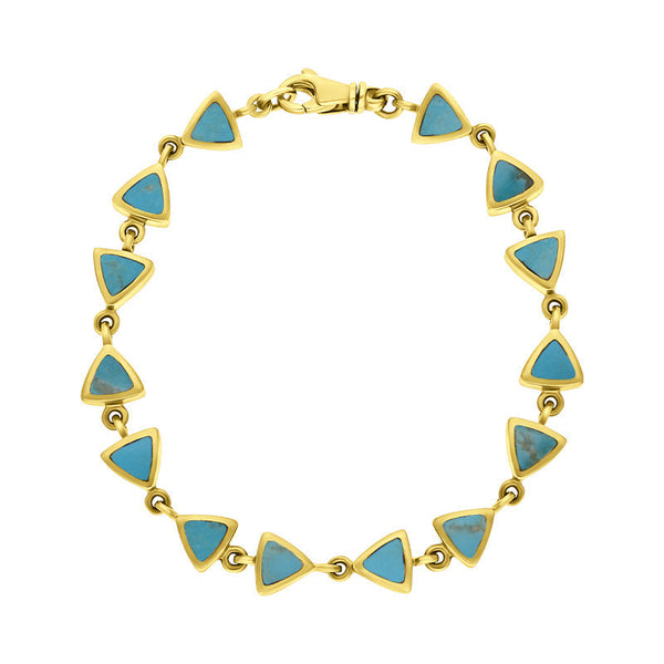 9ct Yellow Turquoise Curved Triangle Bracelet B647