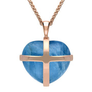 9ct Rose Gold Aquamarine Medium Cross Heart Necklace, P1543.