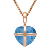 9ct Rose Gold Aquamarine Small Cross Heart Necklace, P1544.