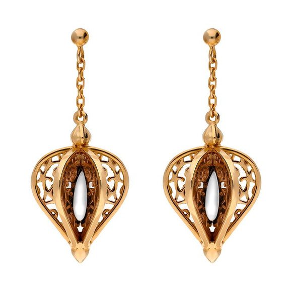 9ct Rose Gold Bauxite Flore Filigree Drop Earrings E1781