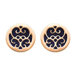 9ct Rose Gold Blue Goldstone Flore Filigree Stud Earrings, E1782