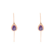 9ct Rose Gold Blue John Fleur De Lis Disc Drop Earrings