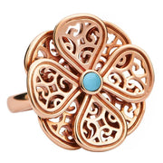 9ct Rose Gold Turquoise Flore Eight Petal Flower Ring R808