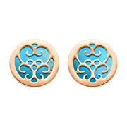 9ct Rose Gold Turquoise Flore Filigree Earrings, E1782