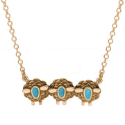 9ct Rose Gold Turquoise Three Sheep Necklace, N1139.