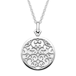 9ct White Gold Bauxite Flore Filigree Necklace P2339C