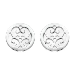 9ct White Gold Bauxite Flore Filigree Stud Earrings, E1782
