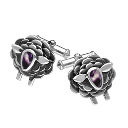 9ct White Gold Blue John Sheep Cufflinks, CL547.