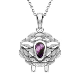 9ct White Gold Blue John Sheep Necklace, P3508.