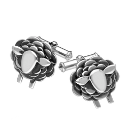 9ct White Gold Sheep Cufflinks, CL549.