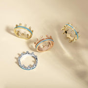 9ct White Gold Turquoise Diamond Tiara Double Band Ring. R1234.