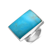9ct White Gold Turquoise Large Square Ring, R605.