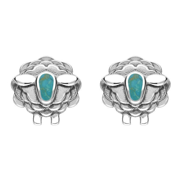 9ct White Gold Turquoise Sheep Stud Earrings, E2530.