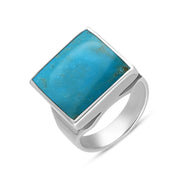 9ct White Gold Turquoise Small Square Ring, R603.