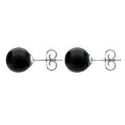 9ct White Gold Whitby Jet 10mm Ball Stud Earrings, E1346_2