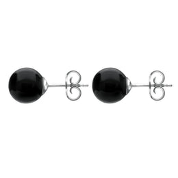 9ct White Gold Whitby Jet 10mm Ball Stud Earrings, E1346_2
