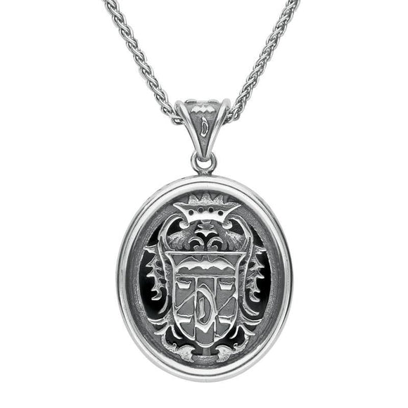 9ct White Gold Whitby Jet Commemorative Dracula Necklace, P1974.