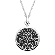 9ct White Gold Whitby Jet Flore Filigree Necklace P2339C