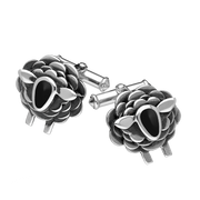 9ct White Gold Whitby Jet Sheep Cufflinks, CL547.