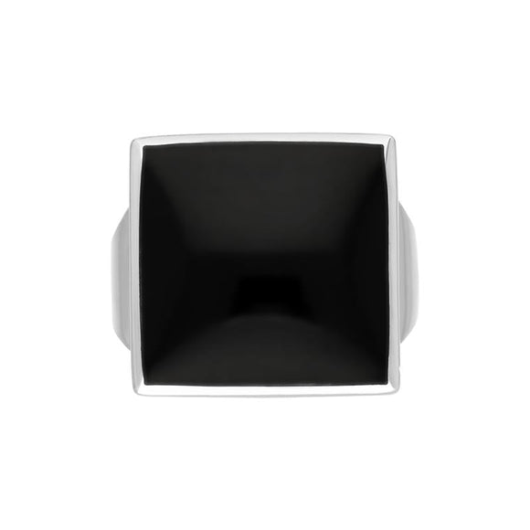 9ct White Gold Whitby Jet Small Square Ring, R603_3