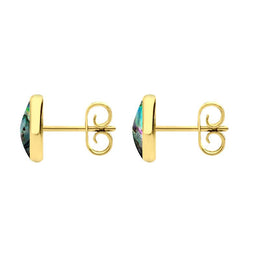 9ct Yellow Gold Abalone 8mm Classic Large Round Stud Earrings, e004.