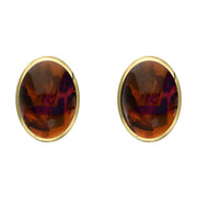 9ct Yellow Gold Amber 8 x 10mm Classic Large Oval Stud Earrings, E007.