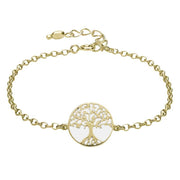 9ct Yellow Gold Bauxite Round Tree of Life Chain Bracelet, B1140.