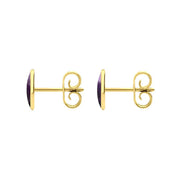 9ct Yellow Gold Blue John 8 x 6mm Classic Medium Oval Stud Earrings, E006.