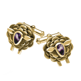 9ct Yellow Gold Blue John Sheep Cufflinks, CL547.