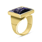 9ct Yellow Gold Blue John Small Square Ring, R603_2