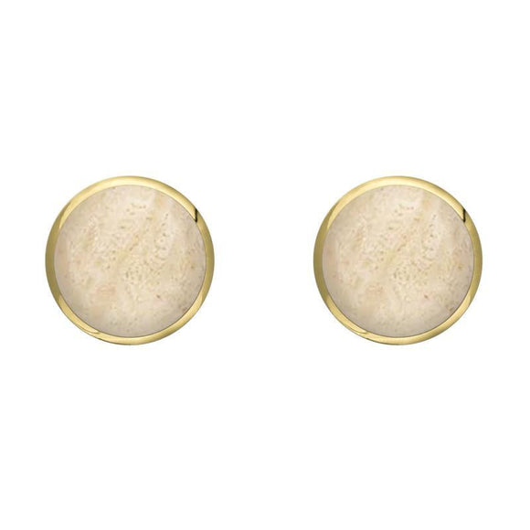 9ct Yellow Gold Coquina 6mm Classic Medium Round Stud Earrings, E003.