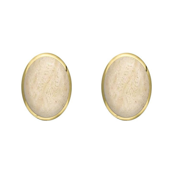 9ct Yellow Gold Coquina 8 x 6mm Classic Medium Oval Stud Earrings, E006.