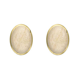 9ct Yellow Gold Coquina 8 x 6mm Classic Medium Oval Stud Earrings, E006.