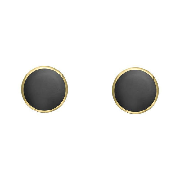 9ct Yellow Gold Hematite 4mm Classic Small Round Stud Earrings, E001.