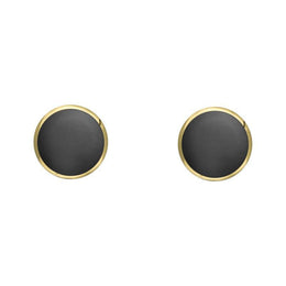 9ct Yellow Gold Hematite 4mm Classic Small Round Stud Earrings, E001.