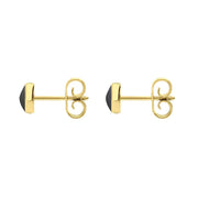 9ct Yellow Gold Hematite 5mm Classic Small Round Stud Earrings, E002.