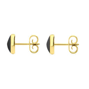 9ct Yellow Gold Hematite 6mm Classic Medium Round Stud Earrings, E003.