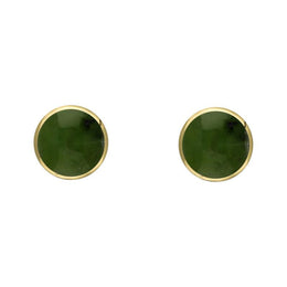 9ct Yellow Gold Jade 4mm Classic Small Round Stud Earrings, E001.