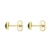 9ct Yellow Gold Jade 5mm Classic Small Round Stud Earrings, E002.