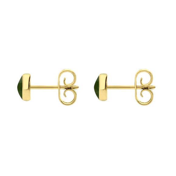 9ct Yellow Gold Jade 5mm Classic Small Round Stud Earrings, E002.
